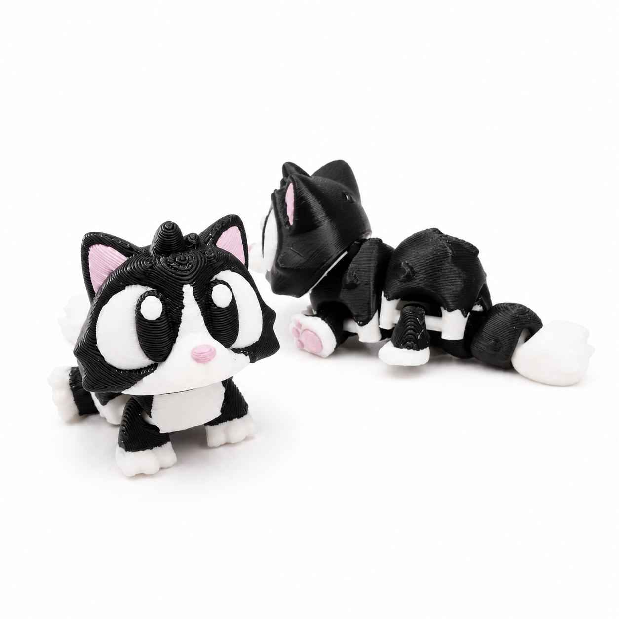 Mini Flexi Gato Tuxedo | Llavero articulado 3D