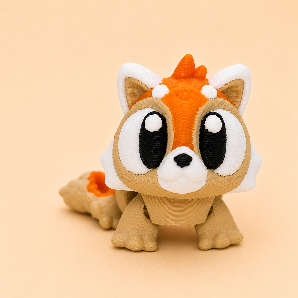 Mini Flexi Panda Rojo | Llavero articulado 3D